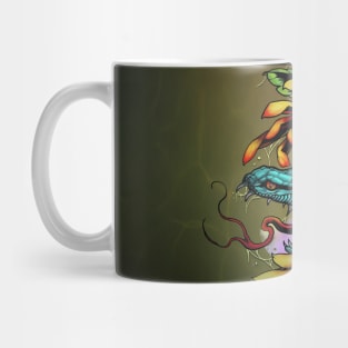 Amazing snake with skull and flowers Mug